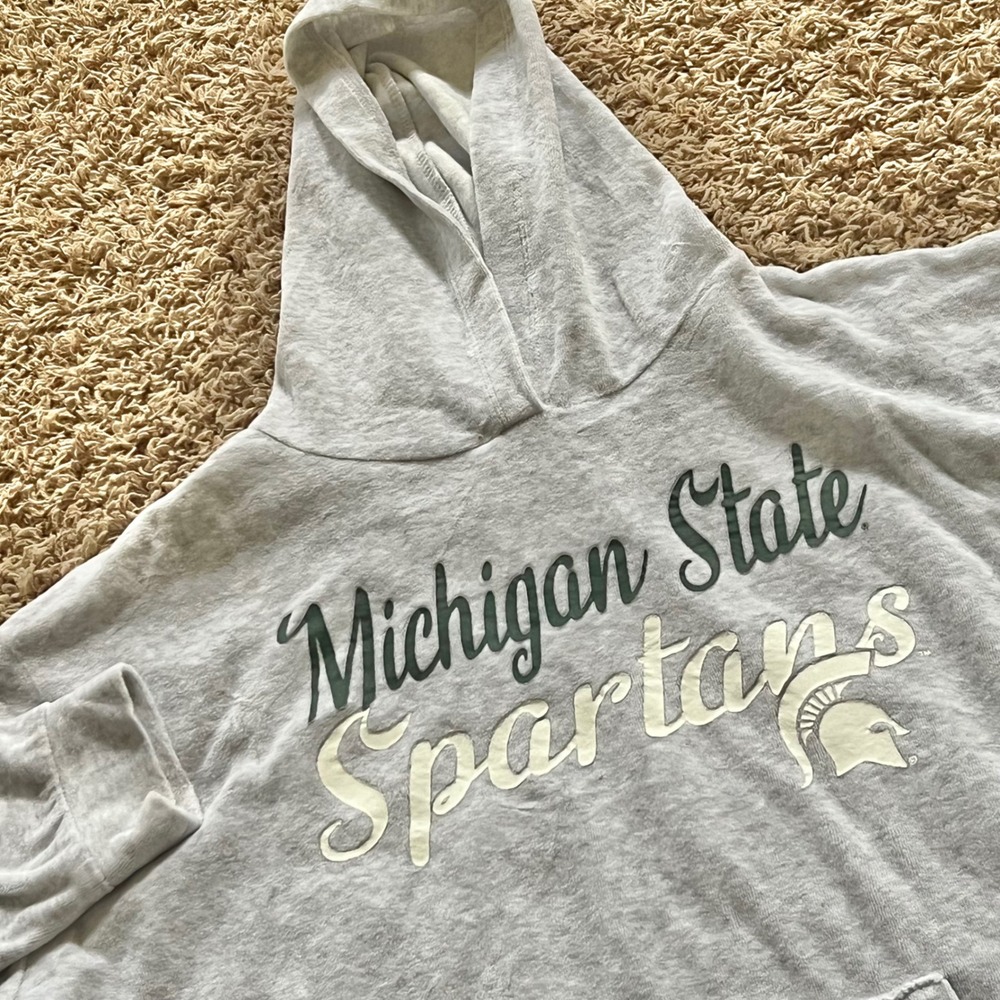 Liv Casual Michigan State Spartans Hoodie Gray Ladies Large MSU Pullover Hem